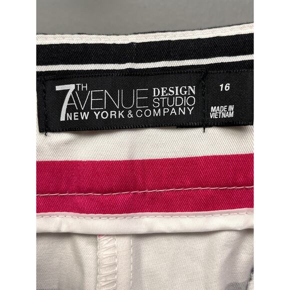 7th Avenue Design Studio Cropped Pants Womens 16 pink black twill pockets Stripe - Picture 5 of 7